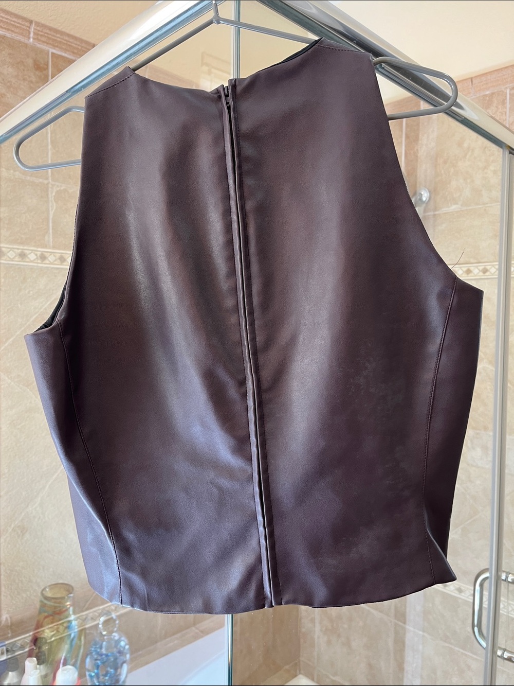 Emporio Armani Dark Brown Leather-Panel Vest